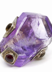 Bague en argent, améthyste, grenat, tourmaline